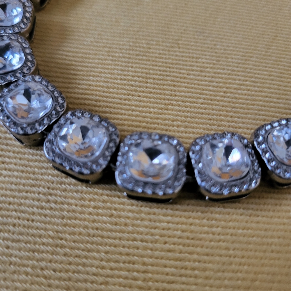 SILVER CRYSTAL SQUARE TENNIS ISIS CHAIN 18" - Picture 6 of 6